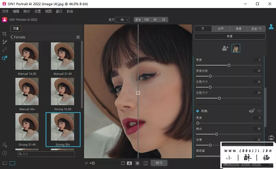 软件-AI人工智能瘦脸磨皮软件/PS插件汉化版 ON1 Portrait AI 2021.5 v15.5.0.10403 WIN/MAC系统插图3
